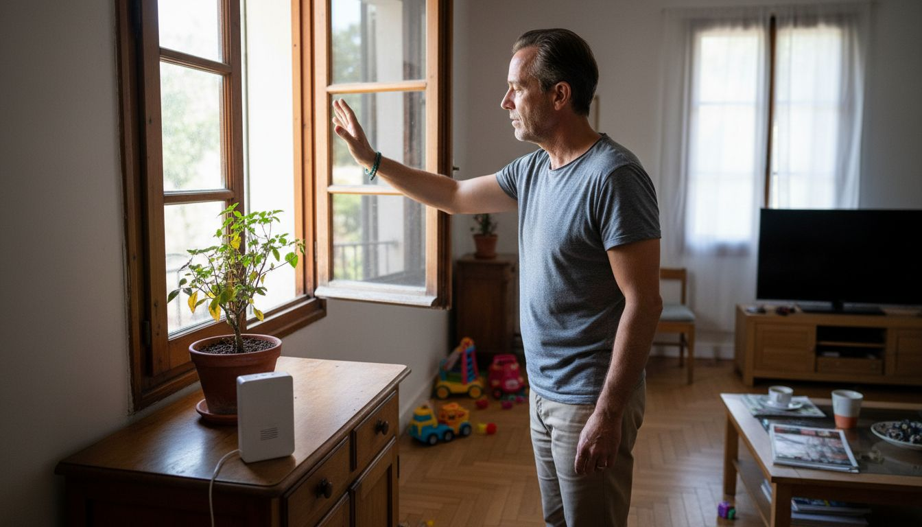 Un papa s’assure que l’air de la maison est sain pour sa famille.