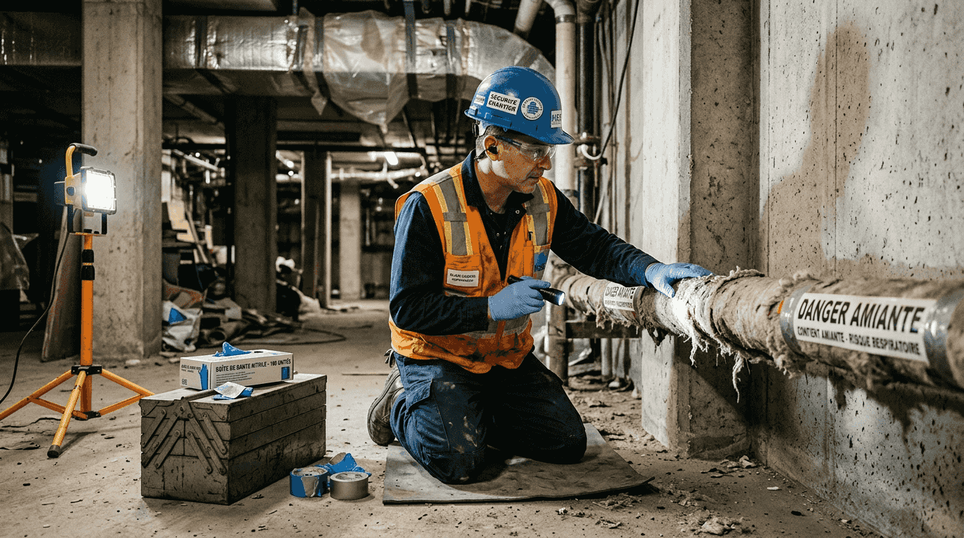 Contrôle sécurisé lors des opérations de désamiantage sur chantier