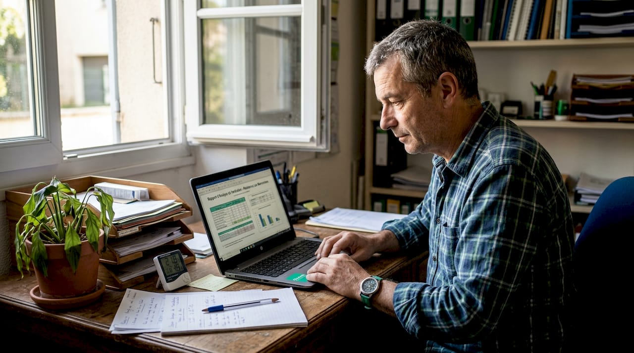 Le gestionnaire étudie le rapport sur la ventilation de l’immeuble afin de s’assurer que tout fonctionne correctement.