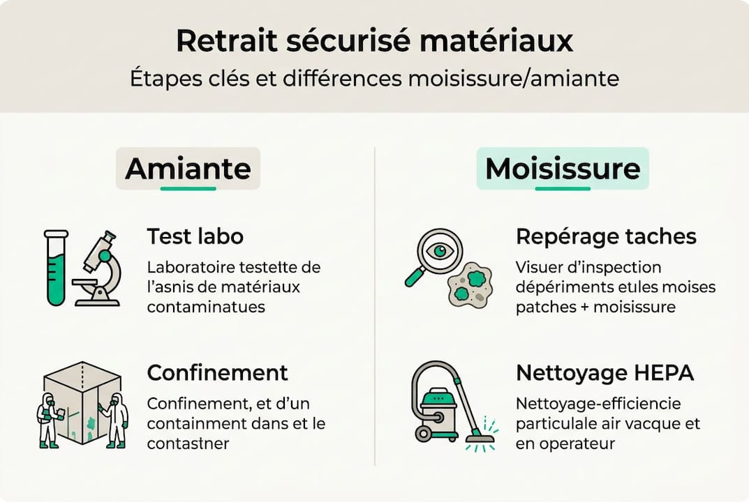 Infographie : les différentes étapes pour retirer des matériaux contaminés