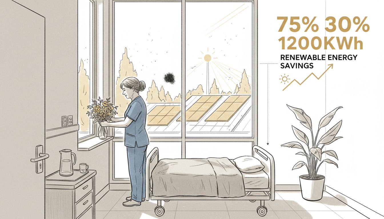 Nurse in sunlit patient room with large windows