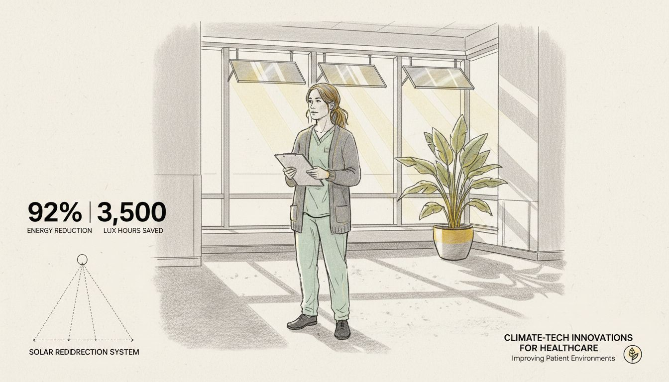 Facilities manager observing sunlight in patient lounge