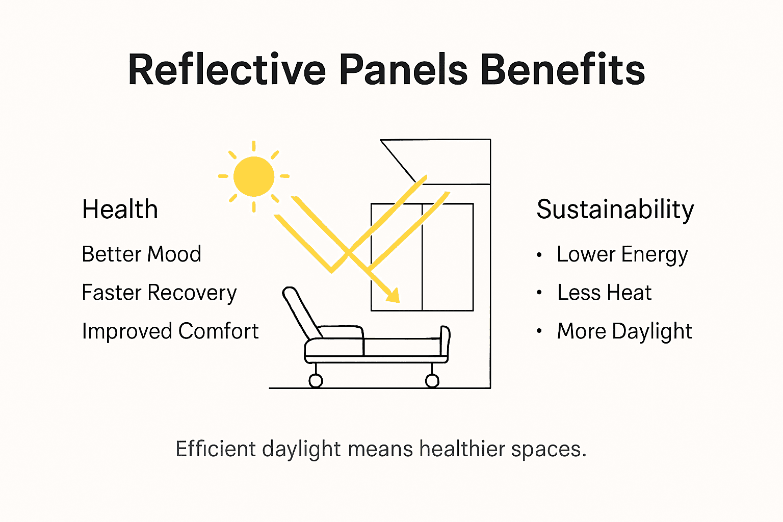 Infographic on reflective panel health and energy benefits