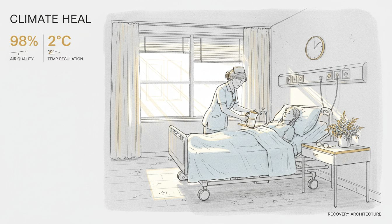 Nurse in sunny healthcare recovery room