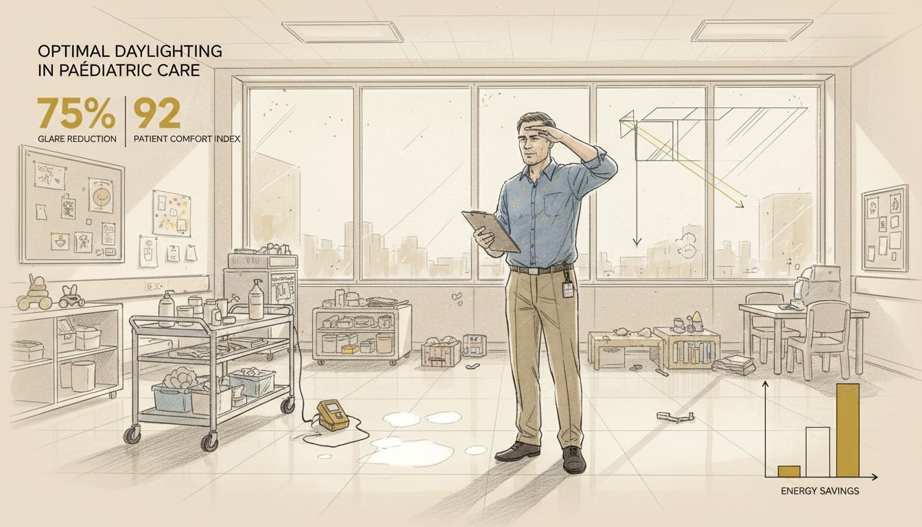 Manager assessing daylight in hospital ward