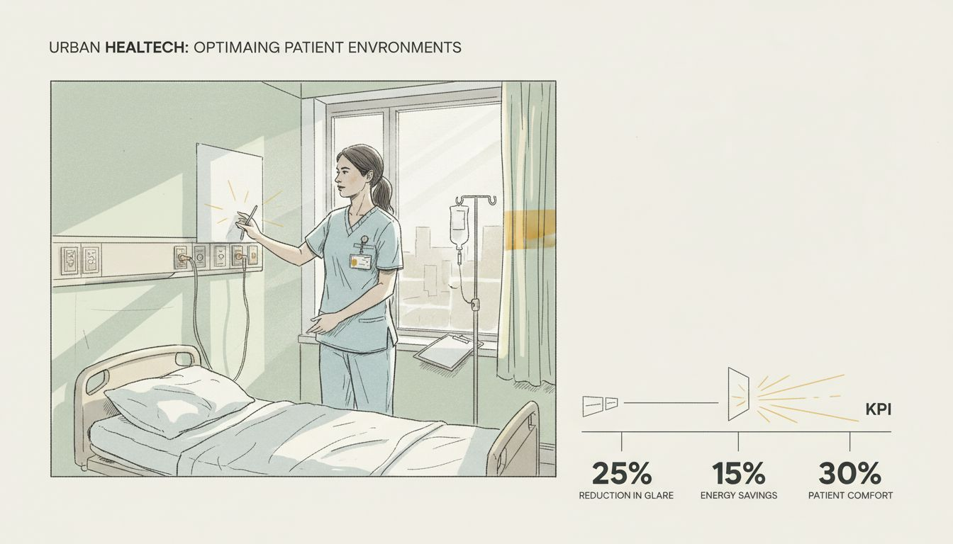 Nurse adjusting reflective daylight panel in hospital