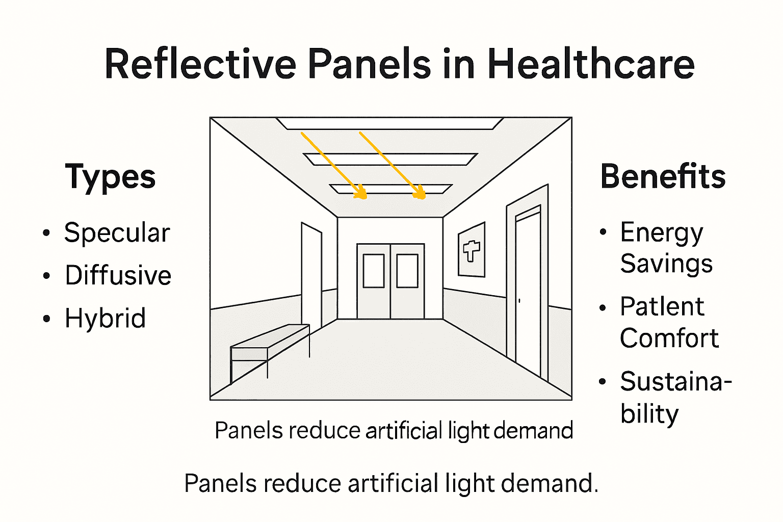 Infographic outlining healthcare reflective panels advantages