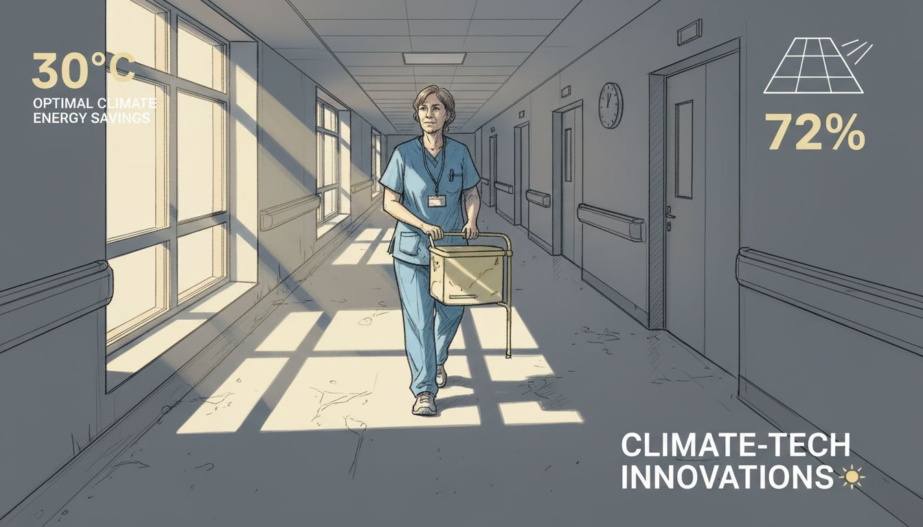 Nurse walking in sunlit hospital hallway