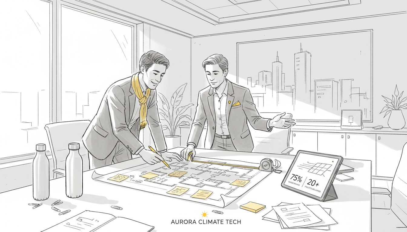 Architects and administrator review hospital lighting plans