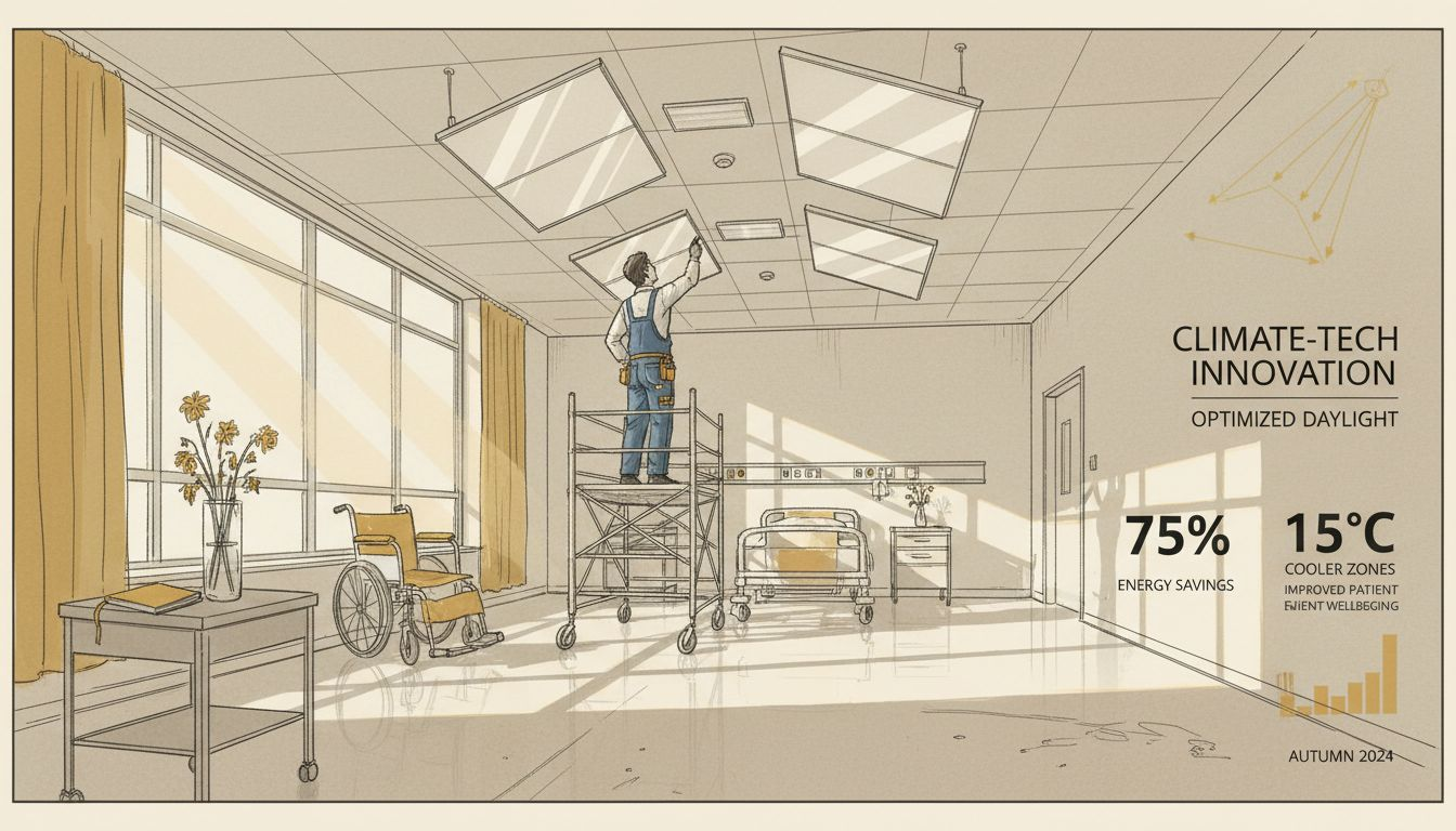 Technician checks daylight system in hospital ward