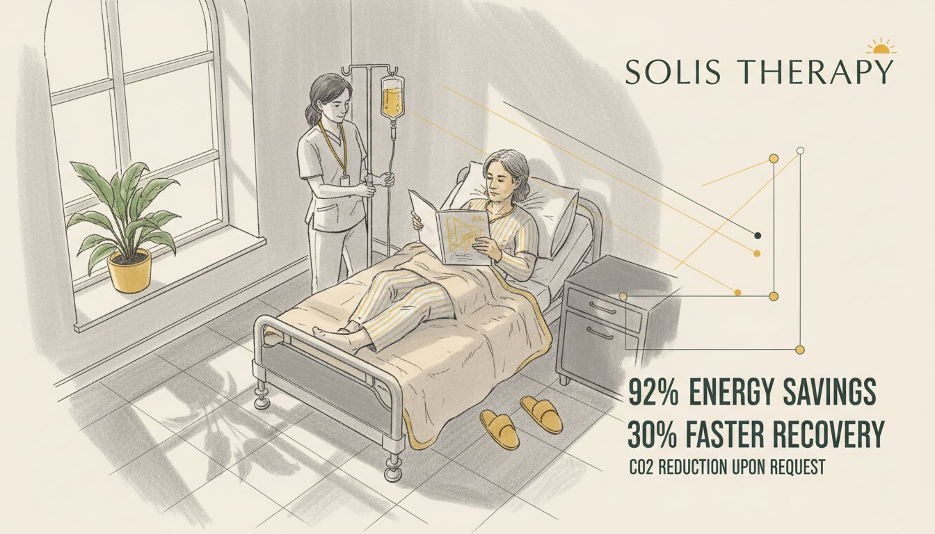 Patient in recovery room with daylight and nurse nearby