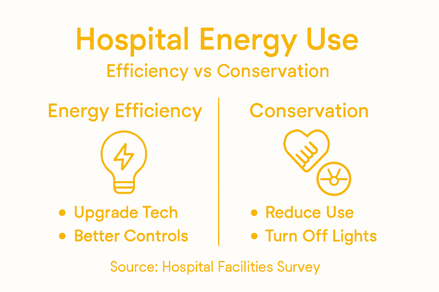 Infographic comparing hospital energy efficiency and conservation