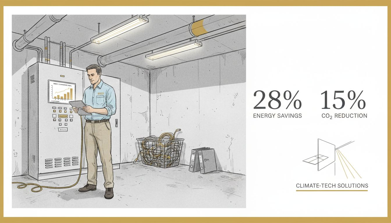 Hospital manager viewing energy management data