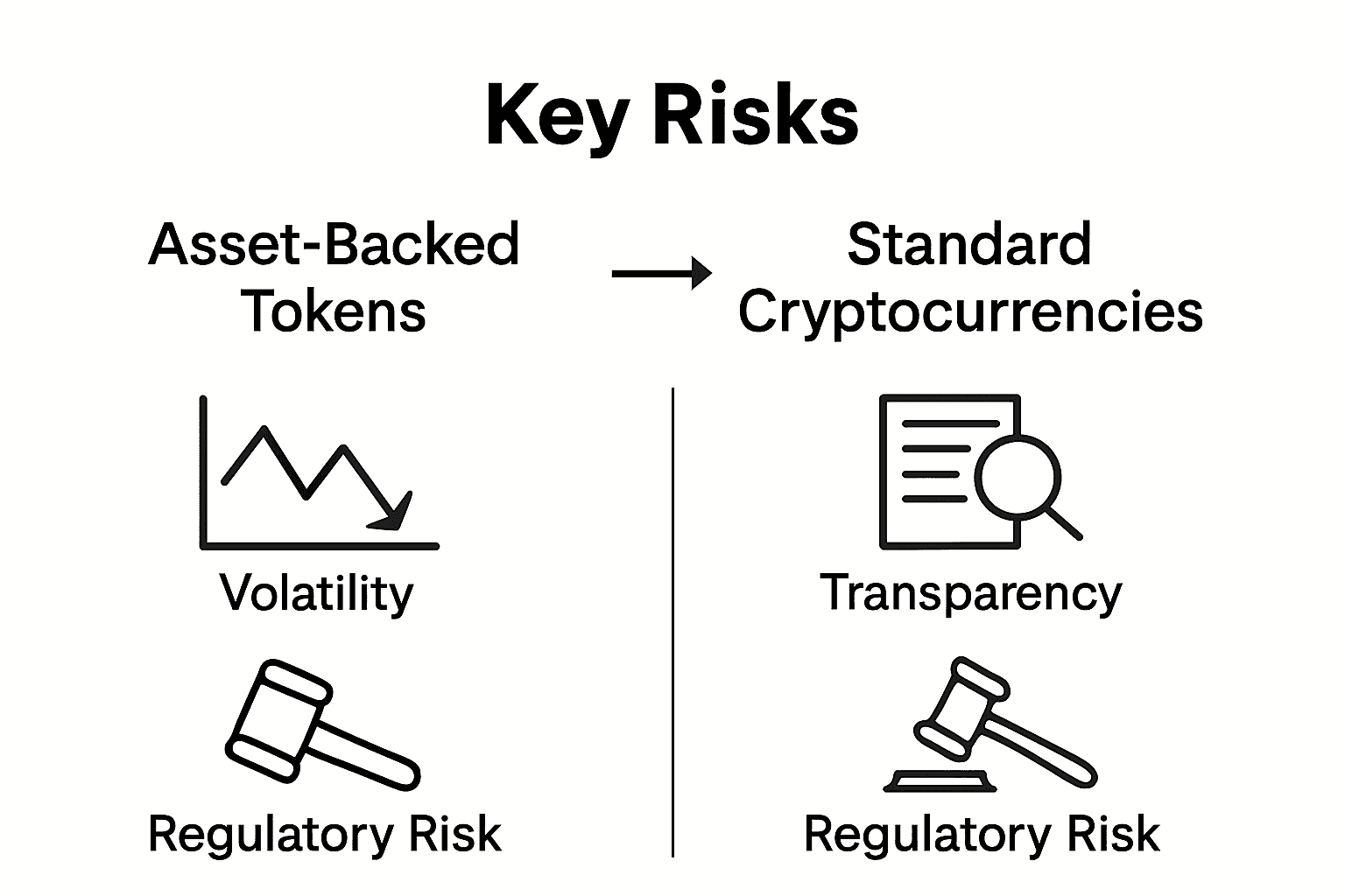 Infographic compares risks asset tokens versus crypto