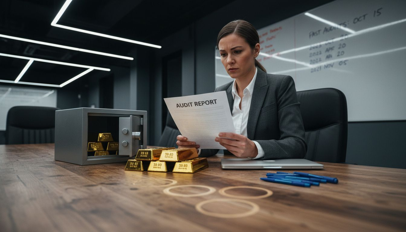 Auditor validating physical gold reserves records