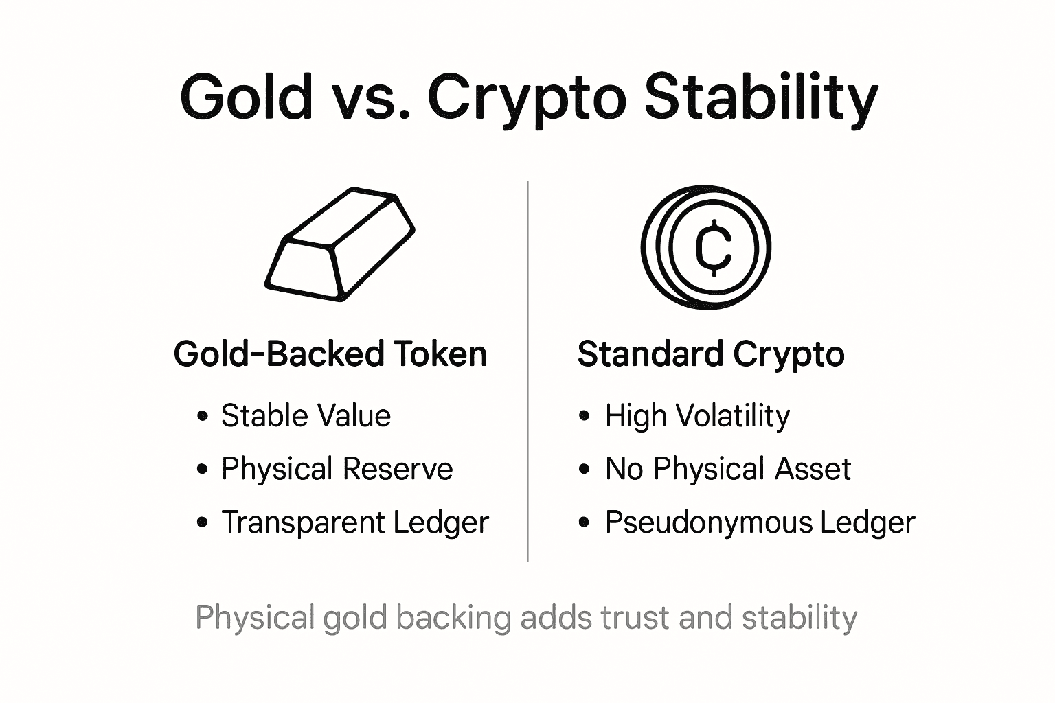 Infographic comparing gold and crypto stability