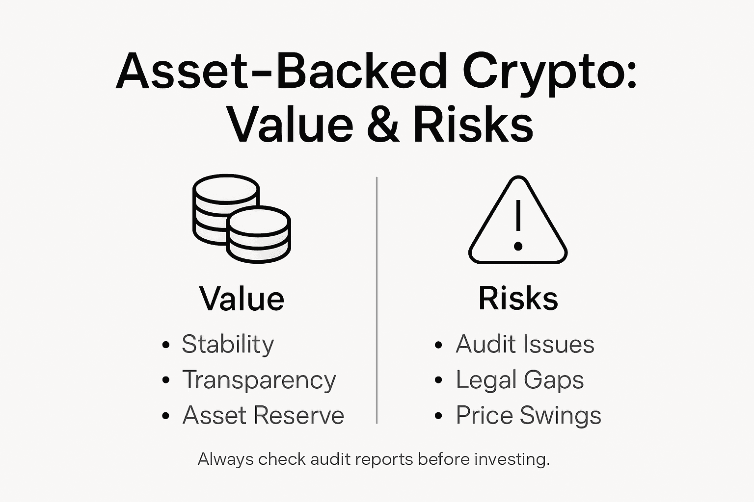 Infographic showing asset-backed crypto value and risks