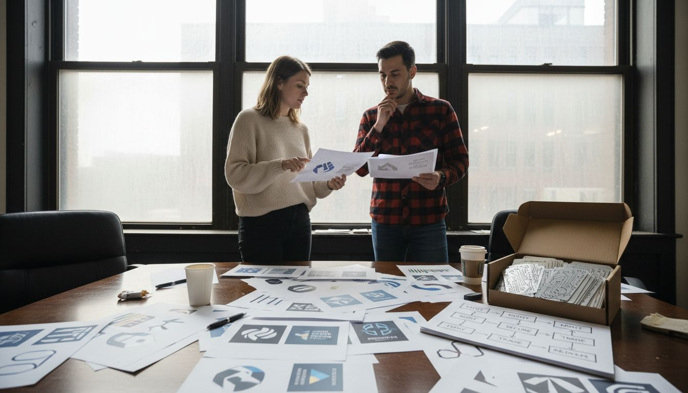 Colleagues sorting digital gold token categories