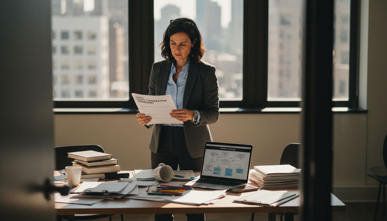 Legal analyst reviewing asset tokenization documents