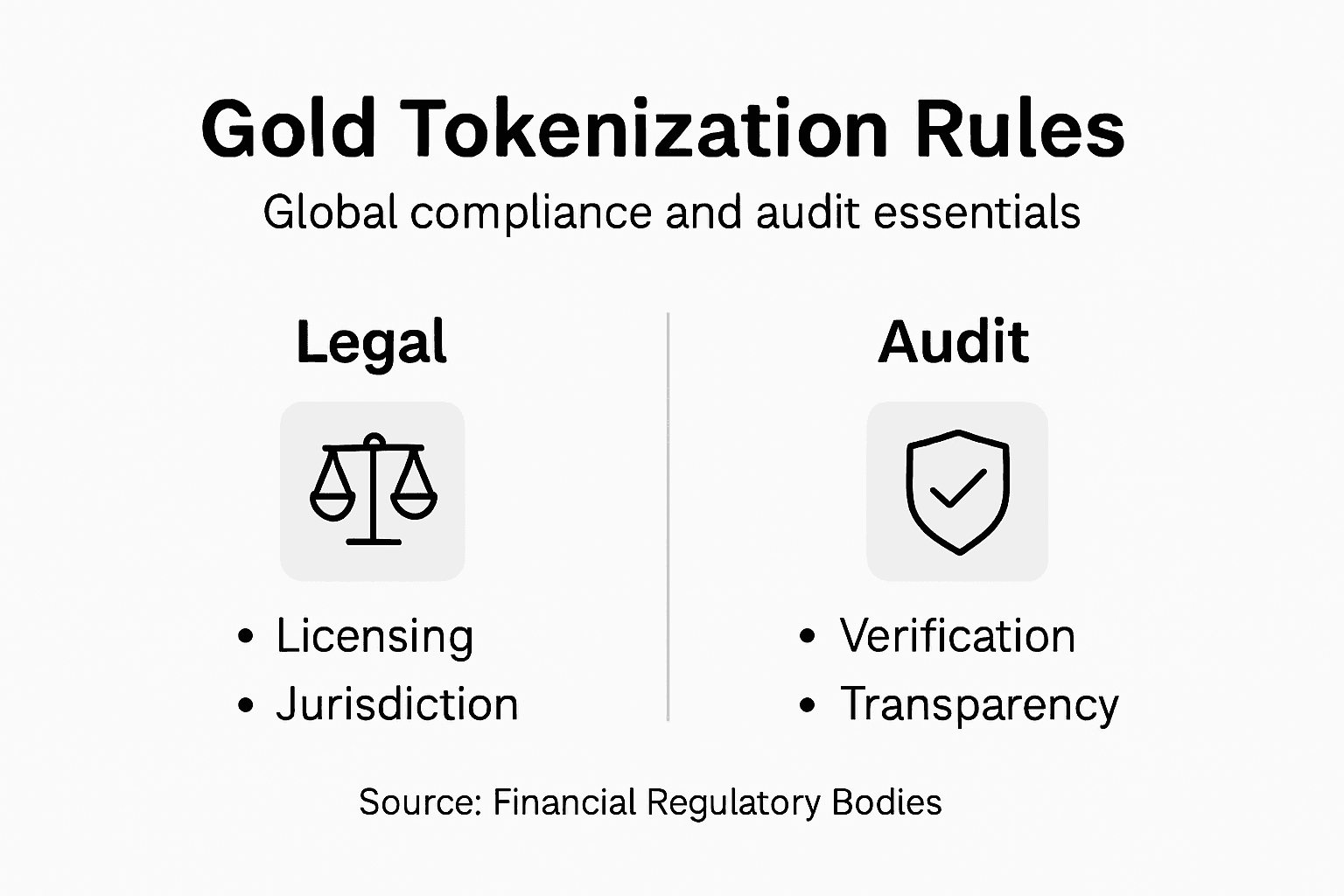 Infographic summary of gold tokenization compliance