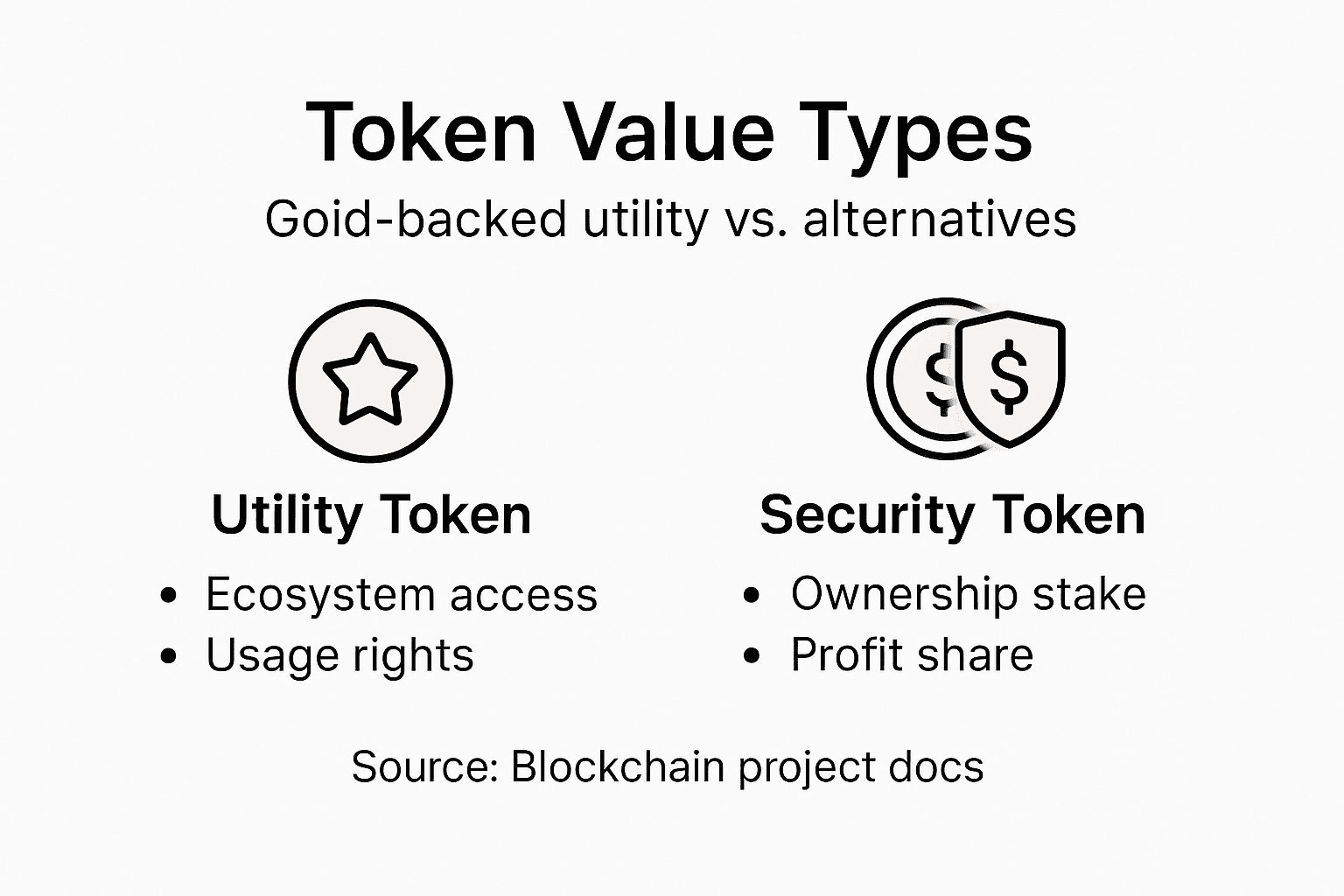 Infographic comparing token utility value types