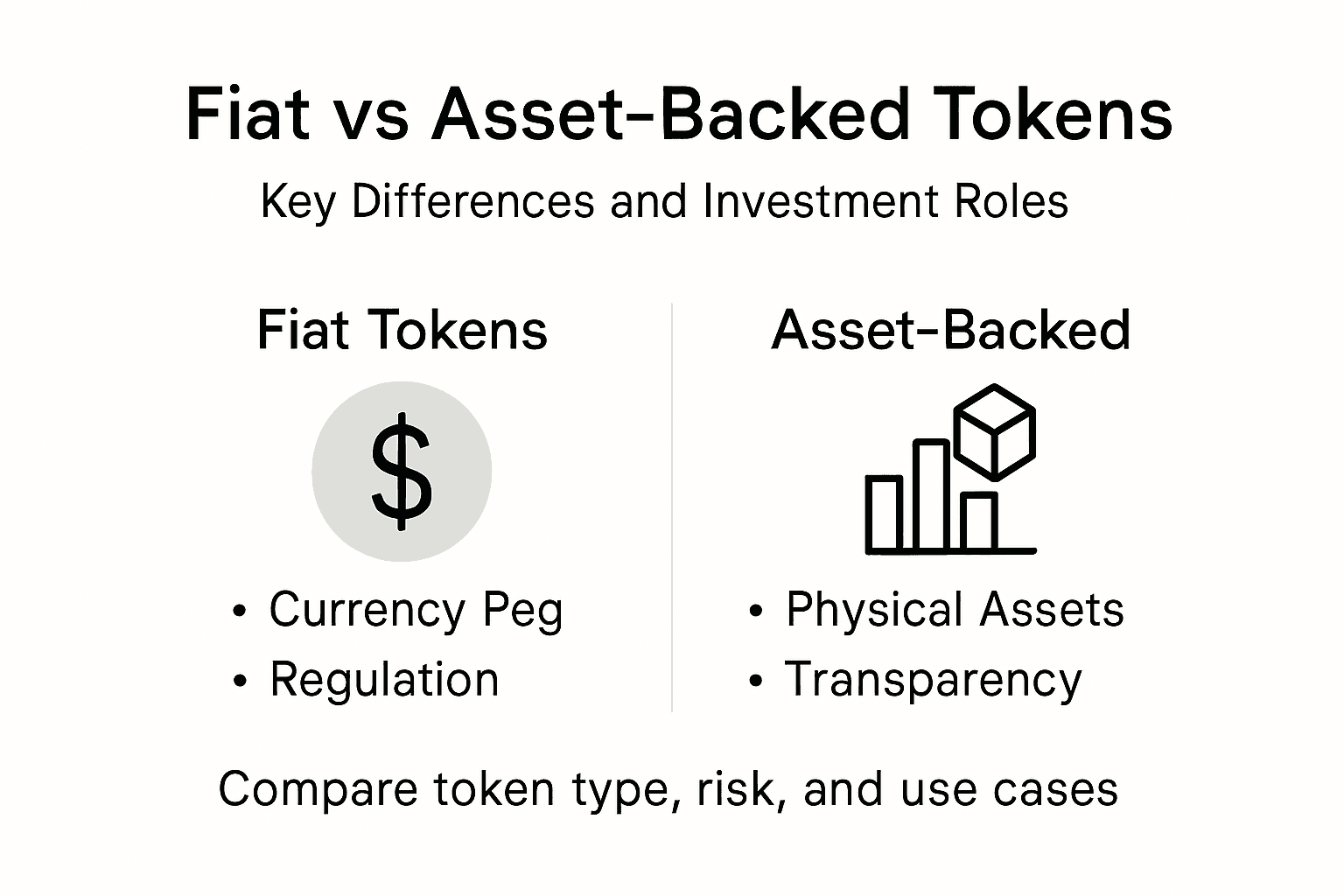 Infographic showing fiat and asset-backed token comparison