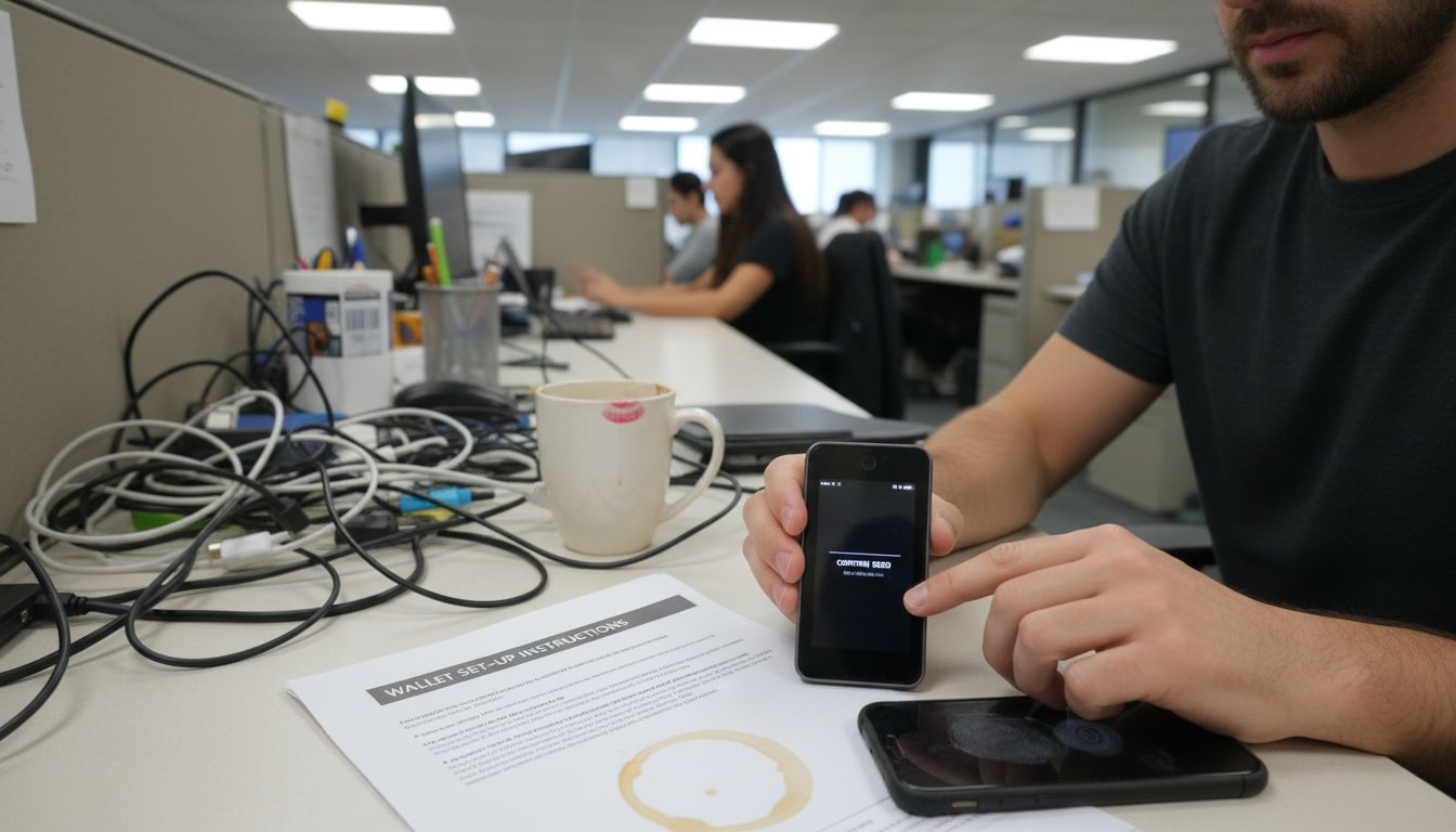 Man configures secure crypto hardware wallet