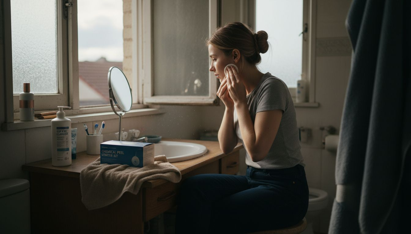 Woman preparing skin for chemical peel