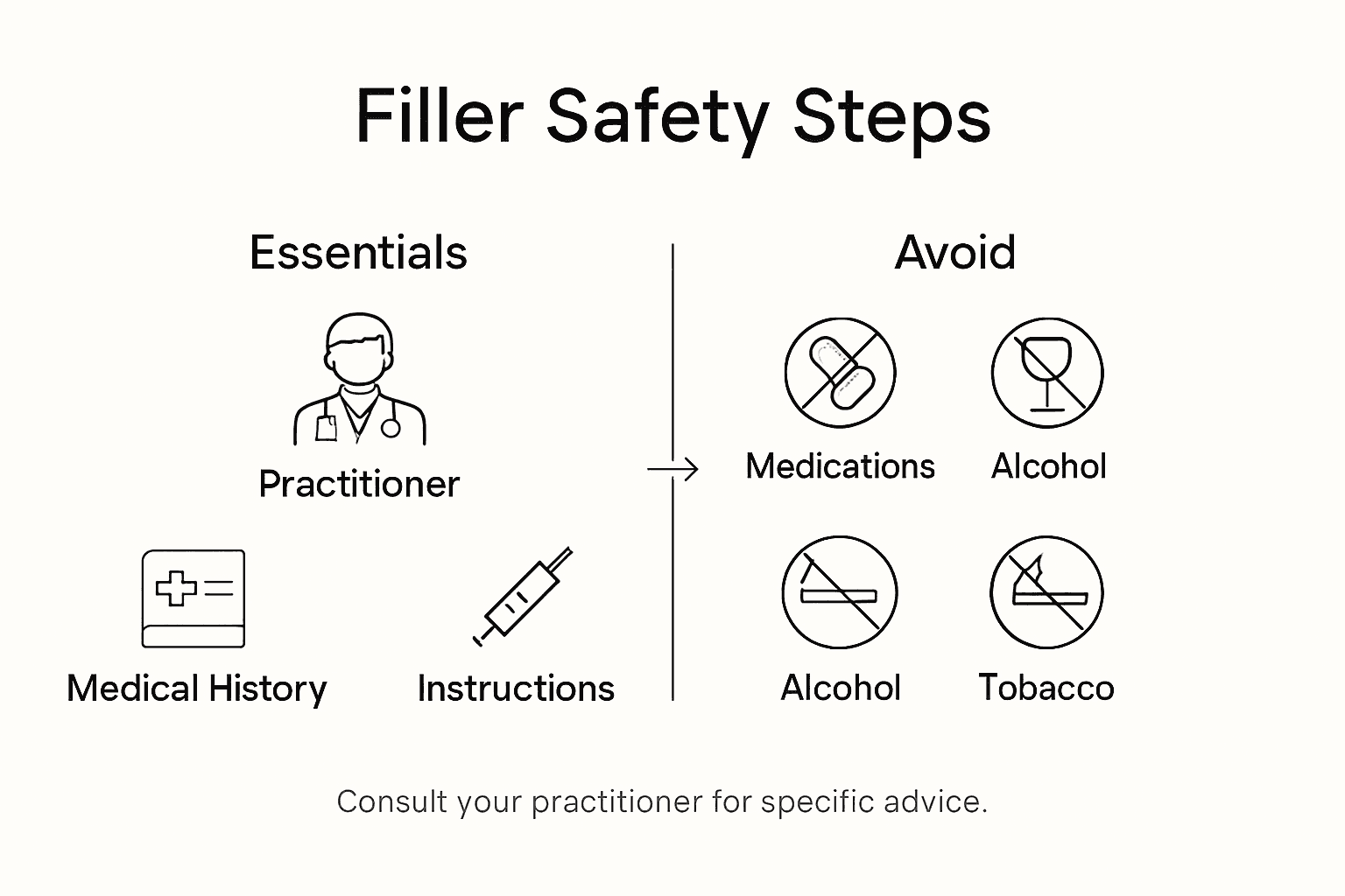 Infographic outlining safe filler preparation steps