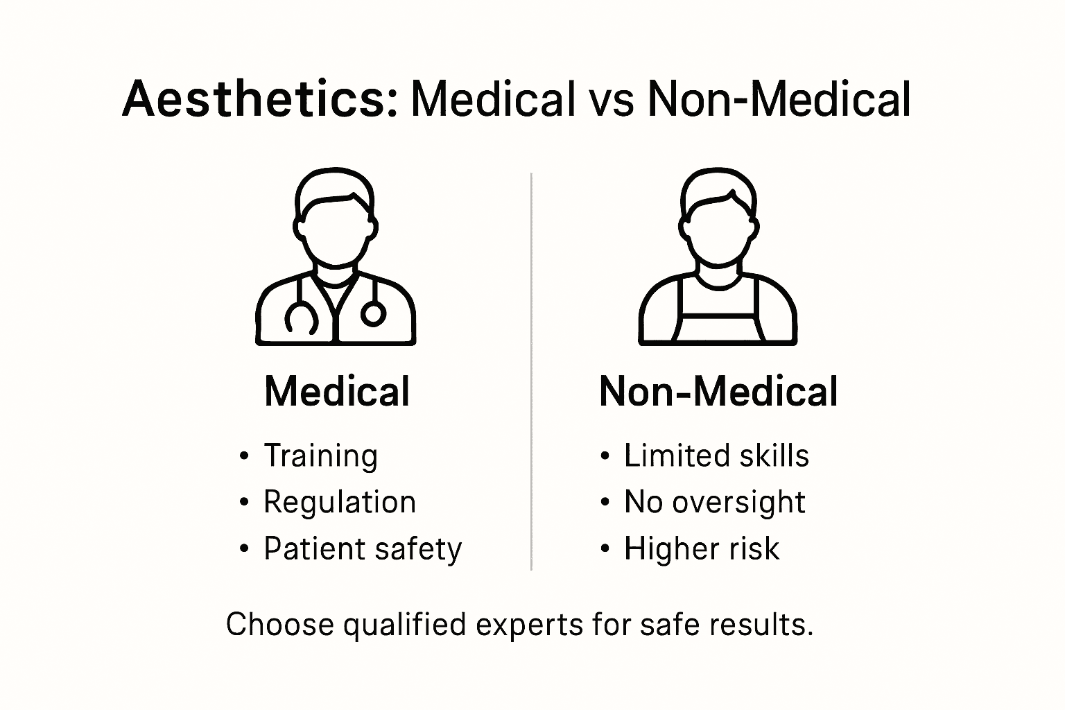 Infographic showing medical vs non-medical aesthetic providers