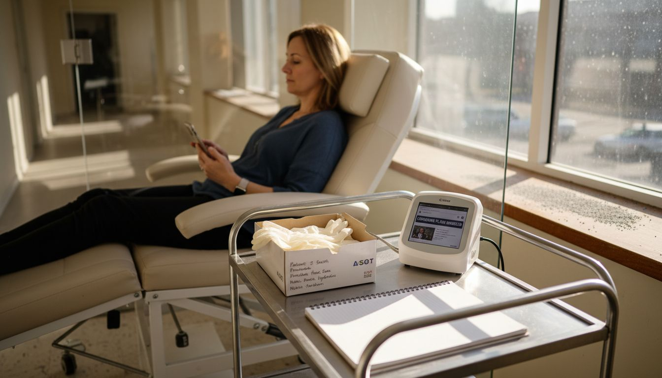 Patient waiting for regenerative skin therapy