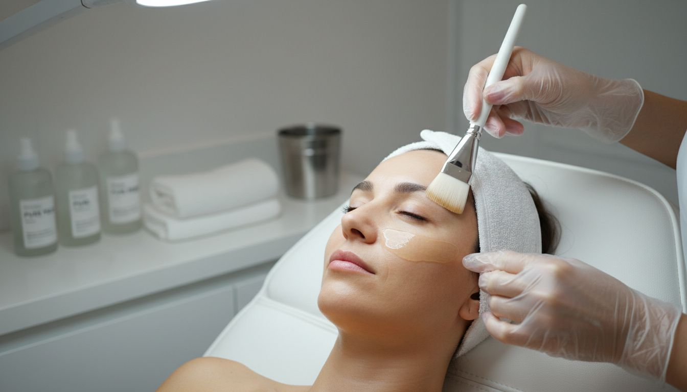 Facial chemical peel applied in clinic