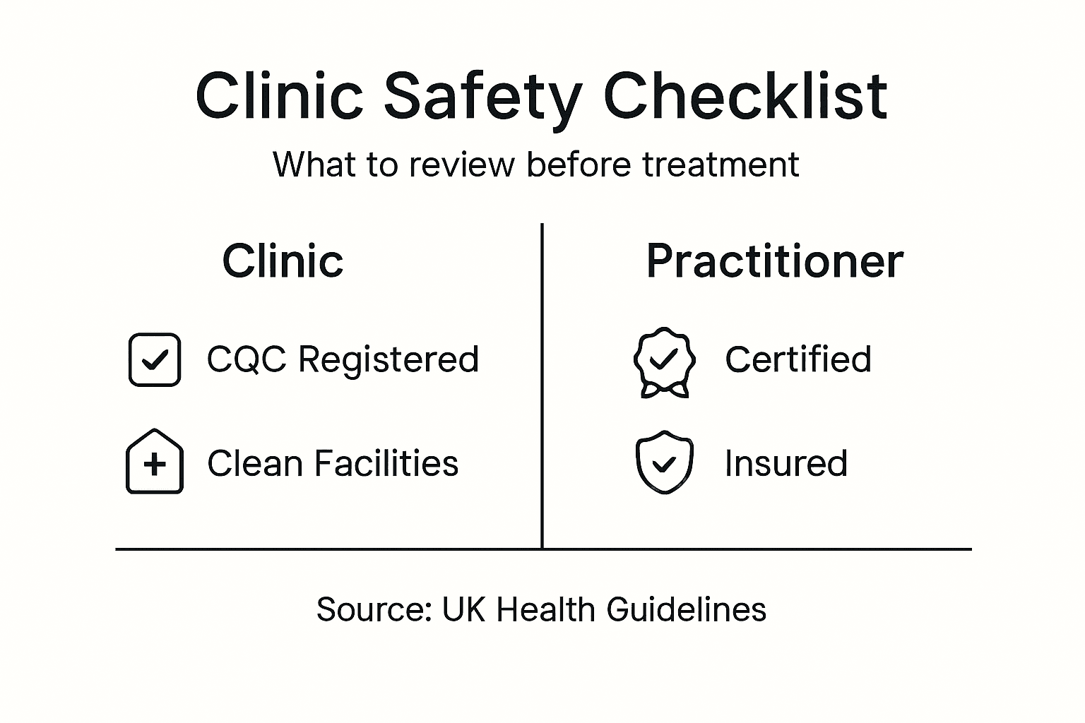 Infographic with dermal filler clinic safety checklist