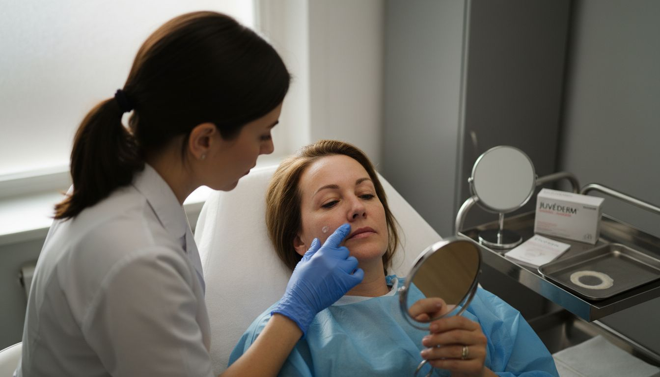 Clinician applying facial skin treatment