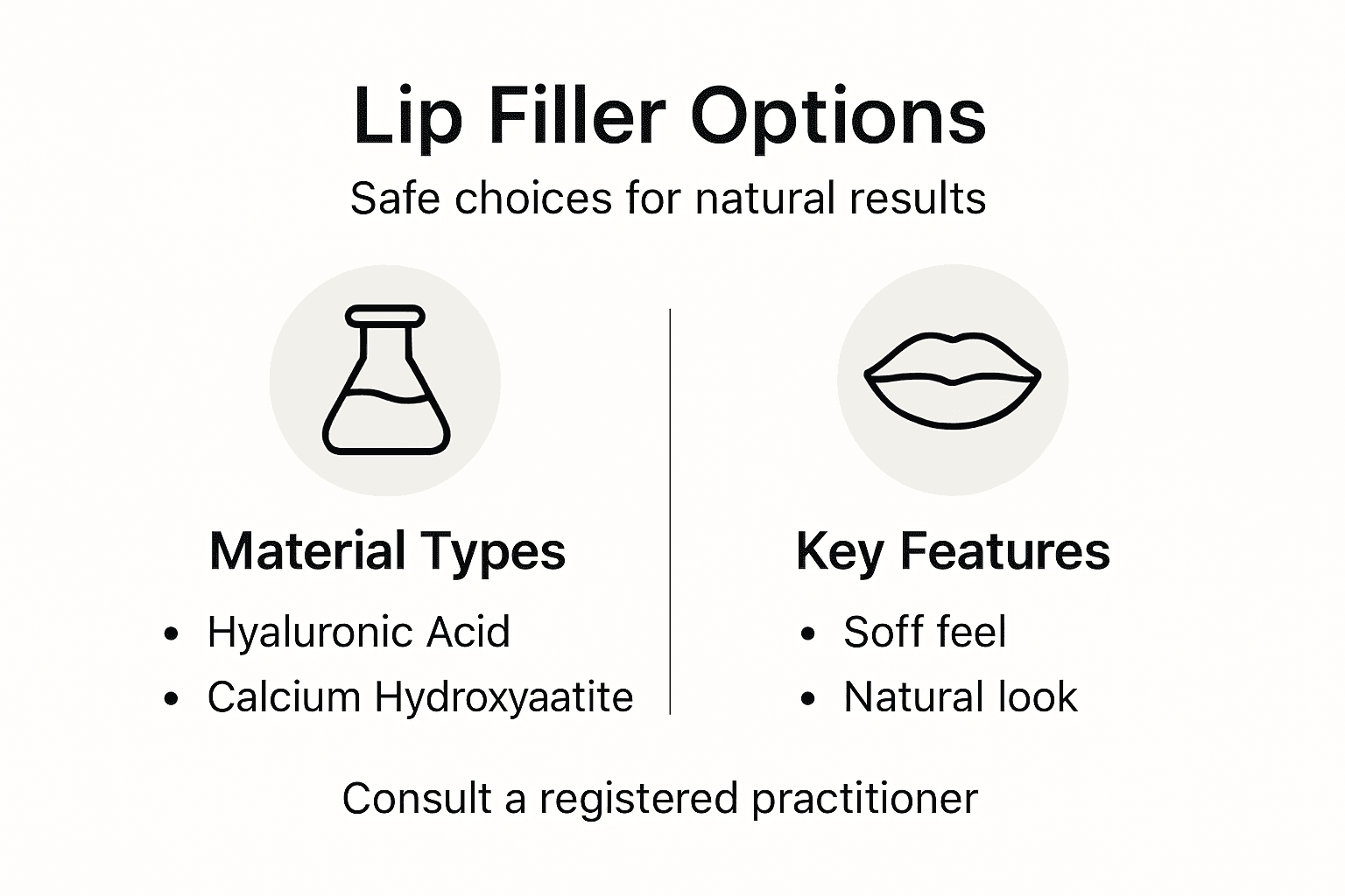 Infographic comparing lip filler material options