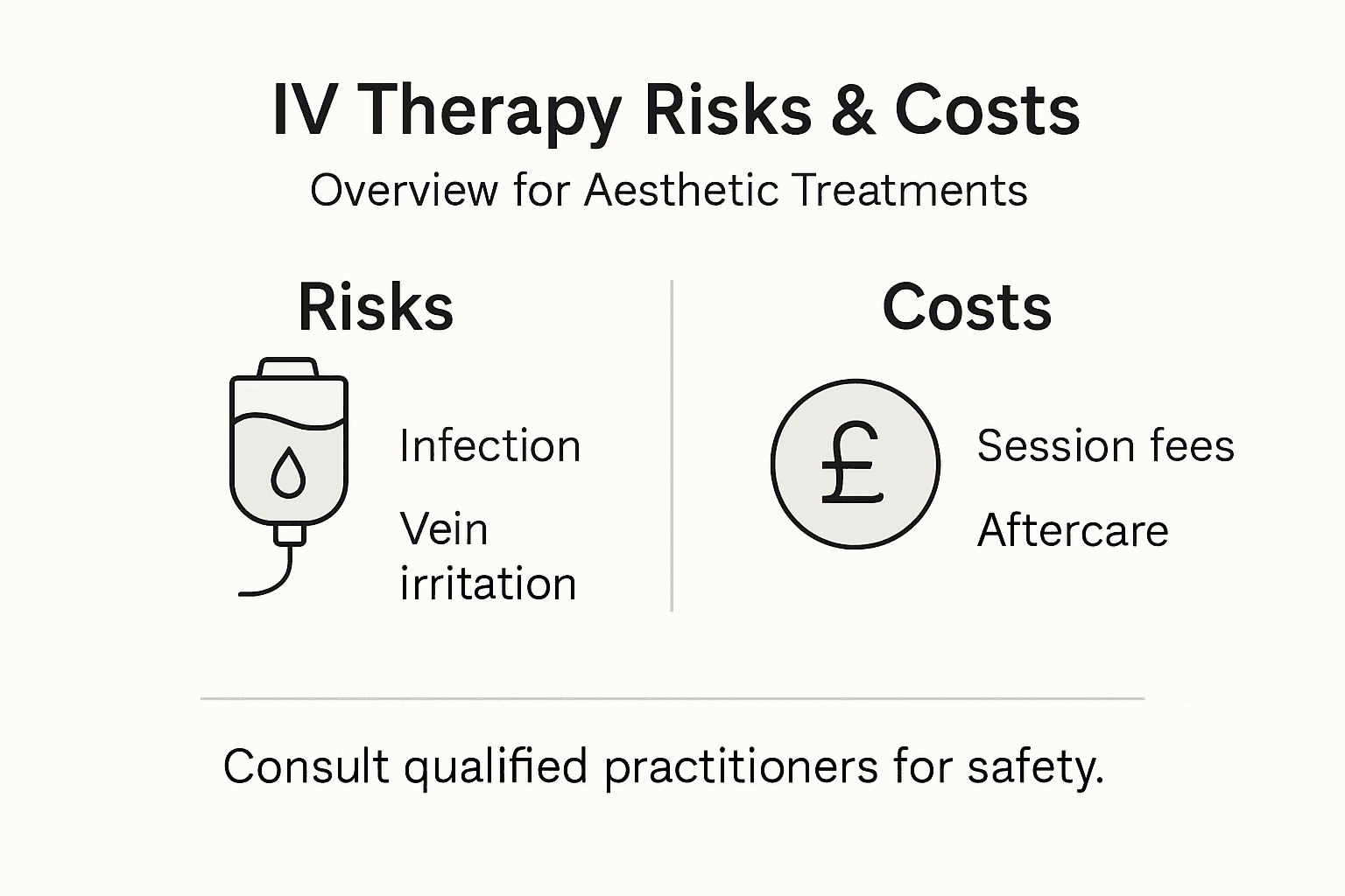 Infographic summarising IV therapy risks and costs