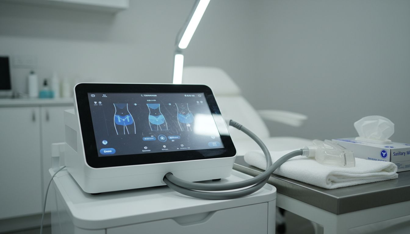 Cryolipolysis machine detail in treatment room