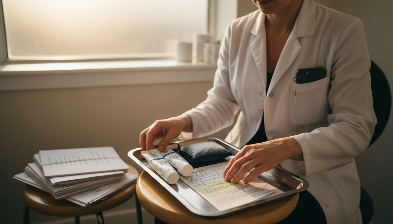 Practitioner preparing a detailed aftercare kit