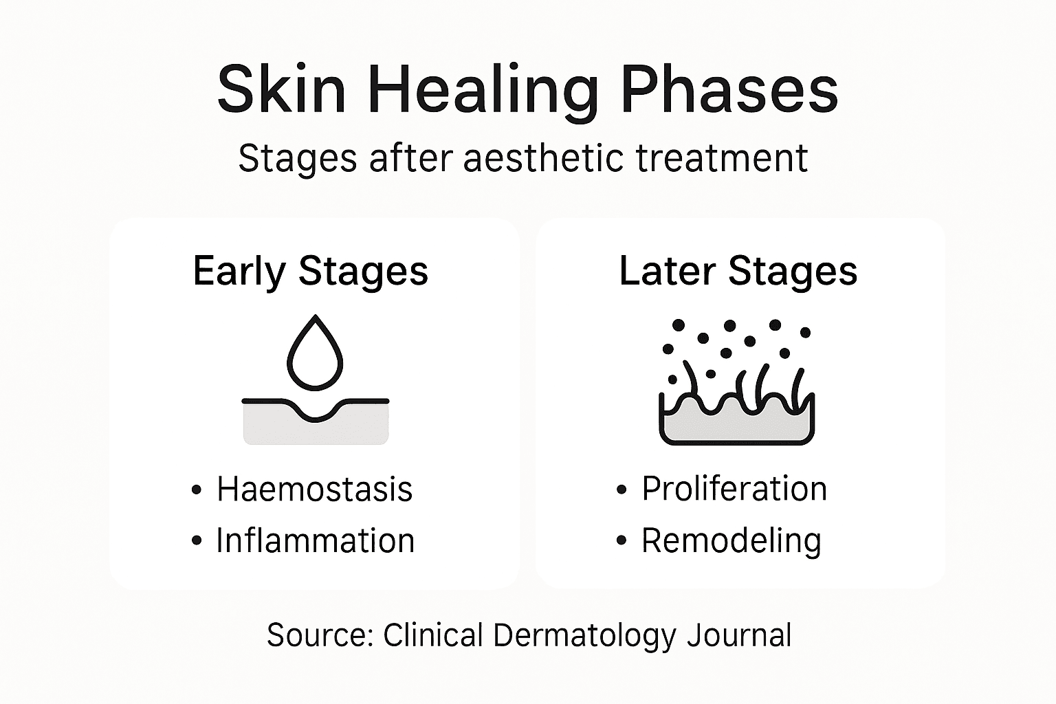 Infographic showing skin healing phases overview