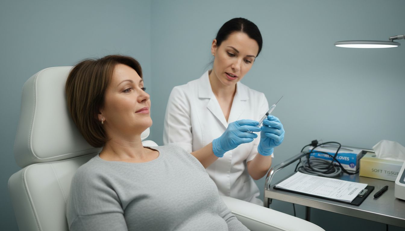 Aesthetic practitioner preparing Sculptra syringe