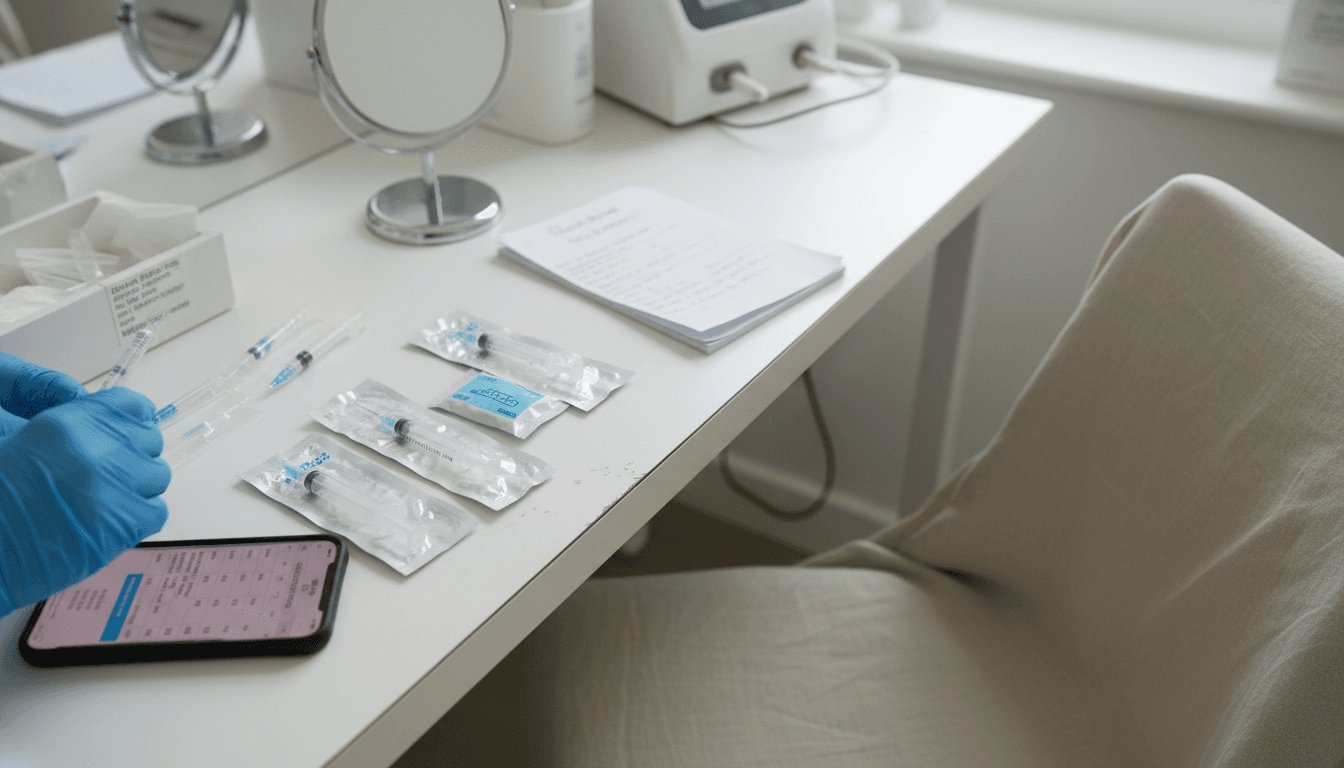 Clinician prepares nose filler treatment supplies