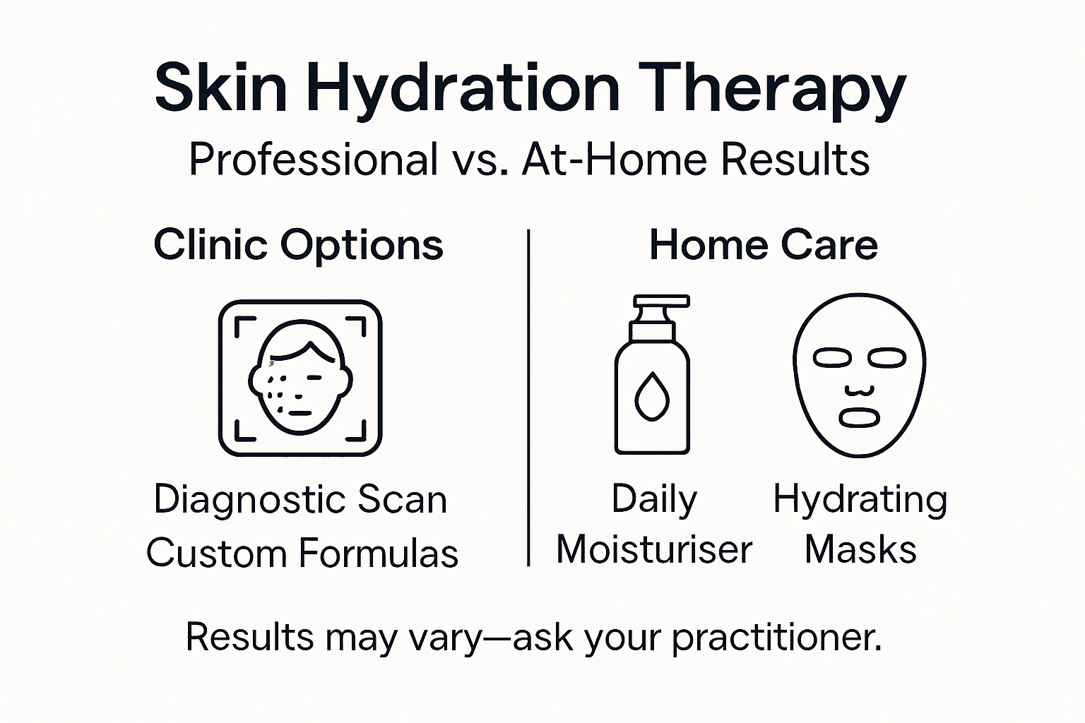 Infographic showing professional and at-home skin hydration