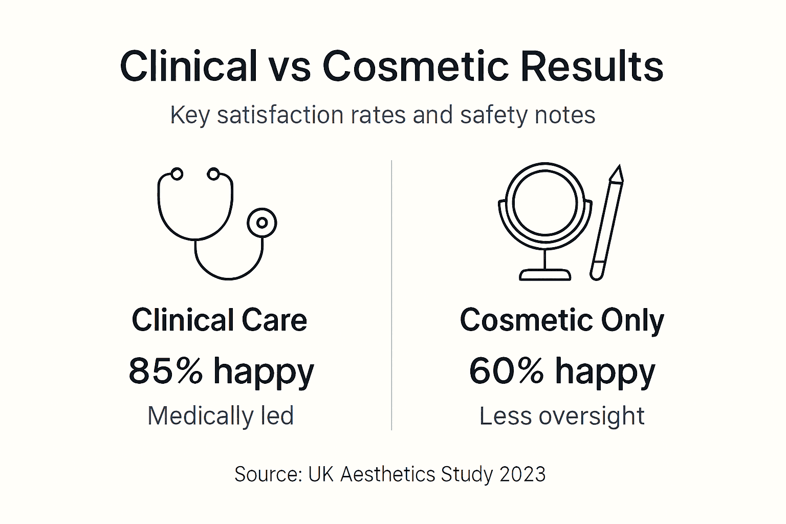 Infographic comparing clinical and cosmetic satisfaction rates