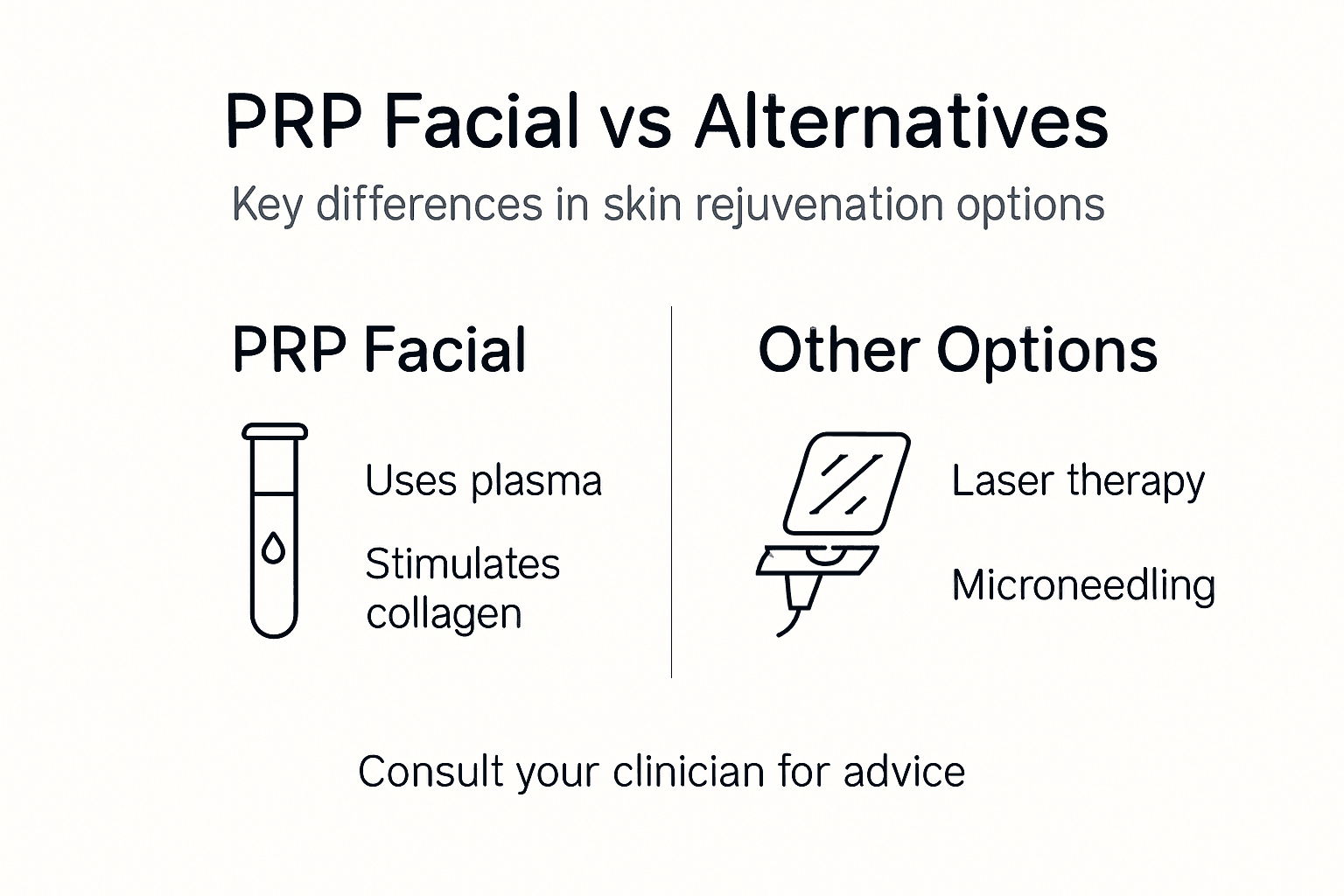 Infographic comparing PRP facials with alternatives