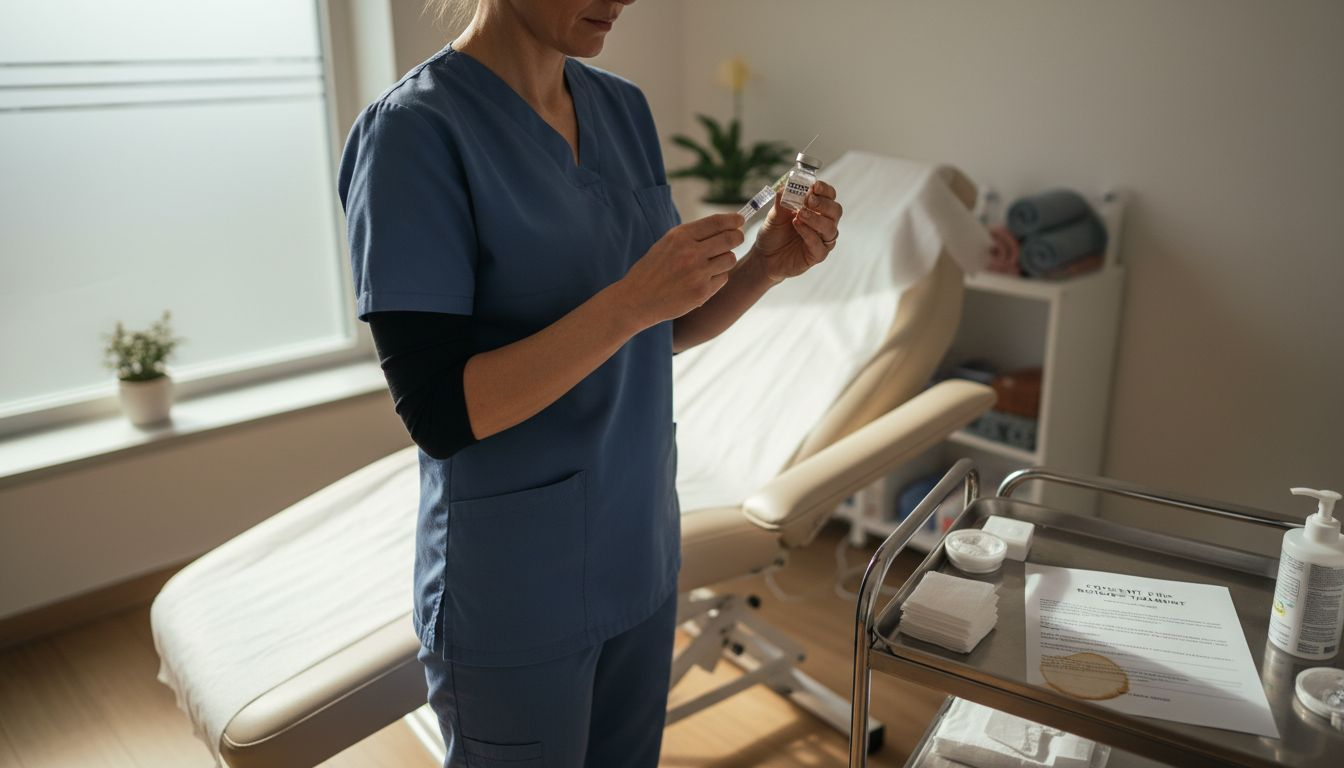 Practitioner preparing Botox in treatment room