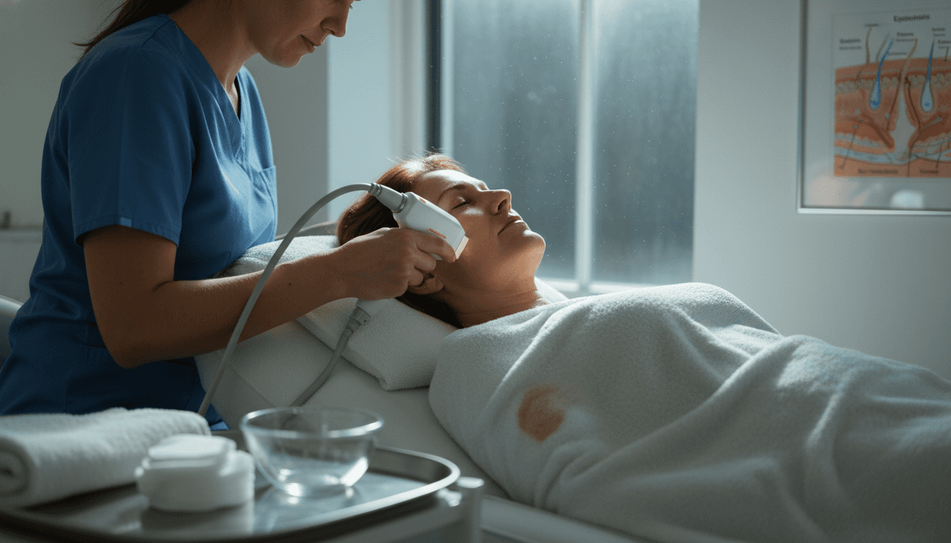 Laser facial treatment procedure in clinic