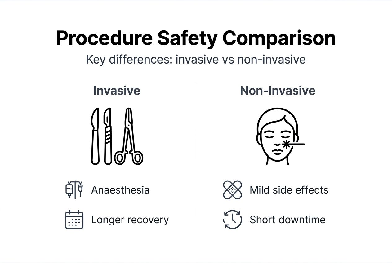 Infographic comparing safety of invasive and non-invasive procedures