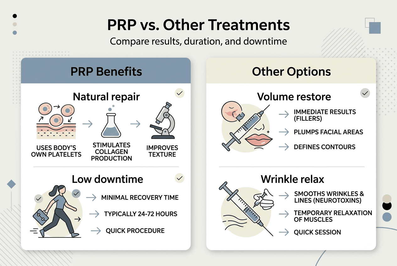 Infographic PRP versus fillers and Botox