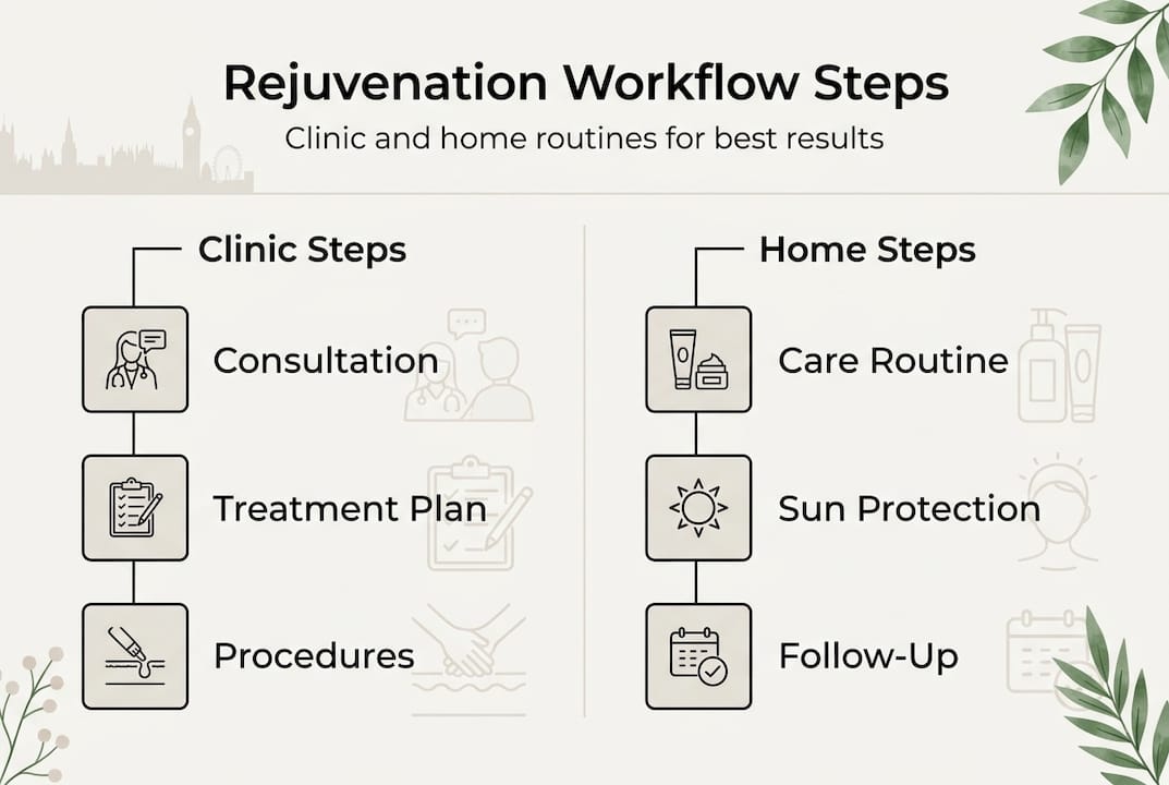 Infographic of skin rejuvenation workflow steps