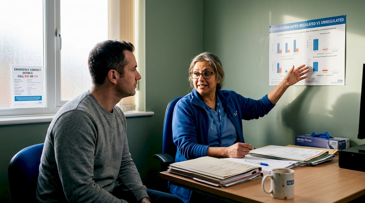 Clinician and client discuss medical risk